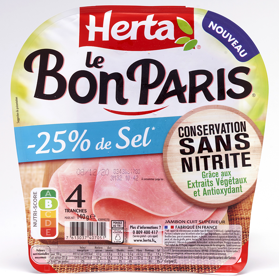 Le Bon Paris -25% de Sel conservation Sans Nitrite - Herta  - alimentation grossesse