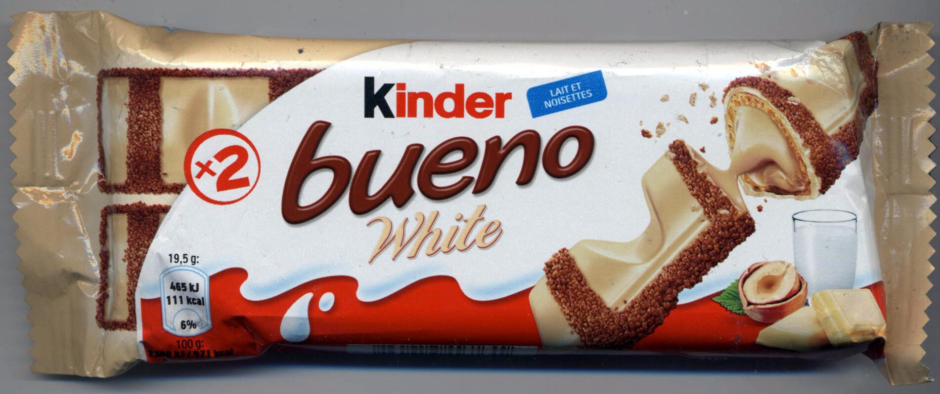 Kinder bueno white gaufrettes enrobees de chocolat blanc x2 barres - alimentation grossesse